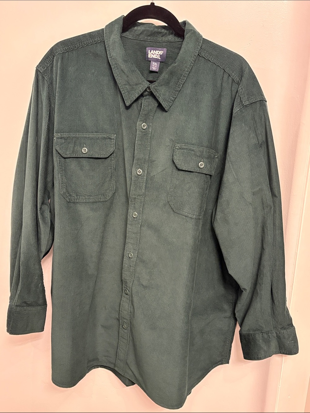 Lands' End Men's Dark Green Corduroy Button-Down Shirt